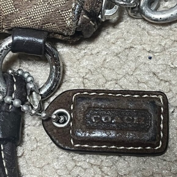 VTG Mini Coach Brown Signature Jacquard Fabric Zip Wristlet 6.25"x4" - Picture 14 of 14